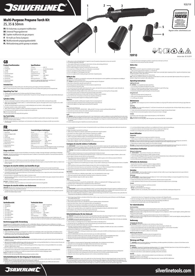 Page 1 of the manual User Manual Silverline 935719