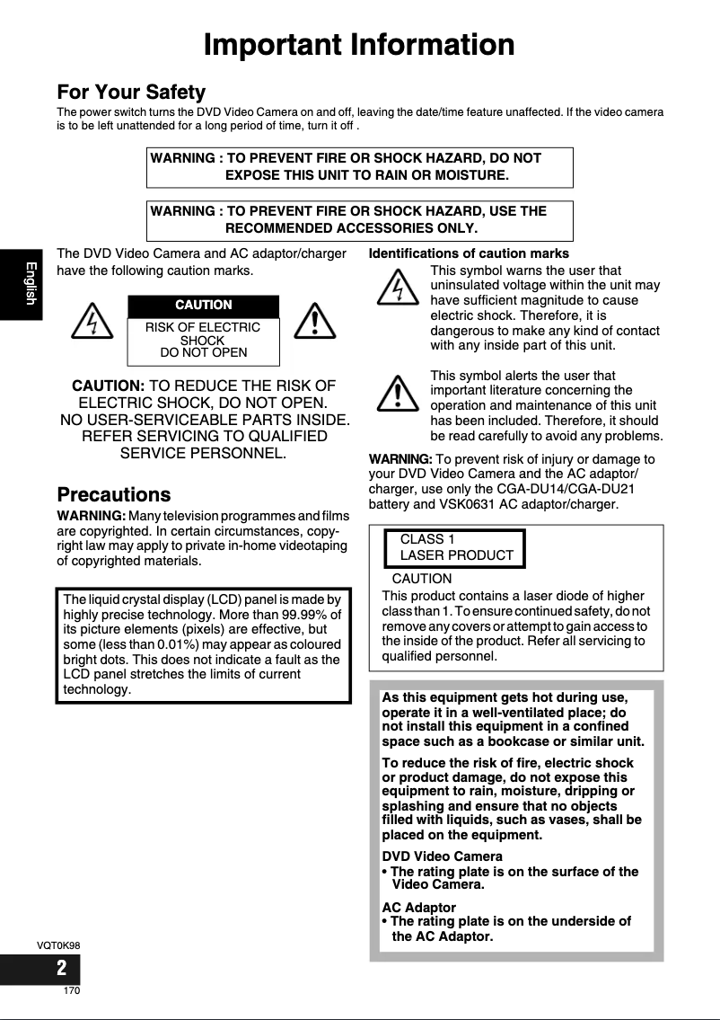 First page image of the manual for VDR-M50GC