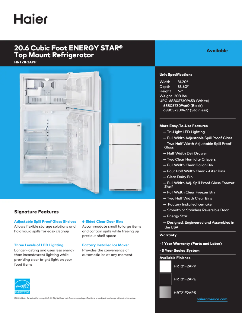 First page image of the manual for HRT21F2APS