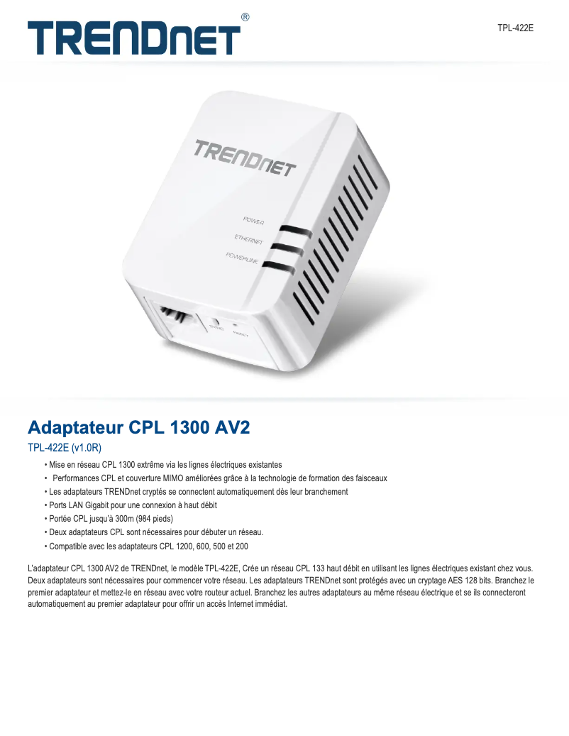 First page image of the manual for TPL-422E