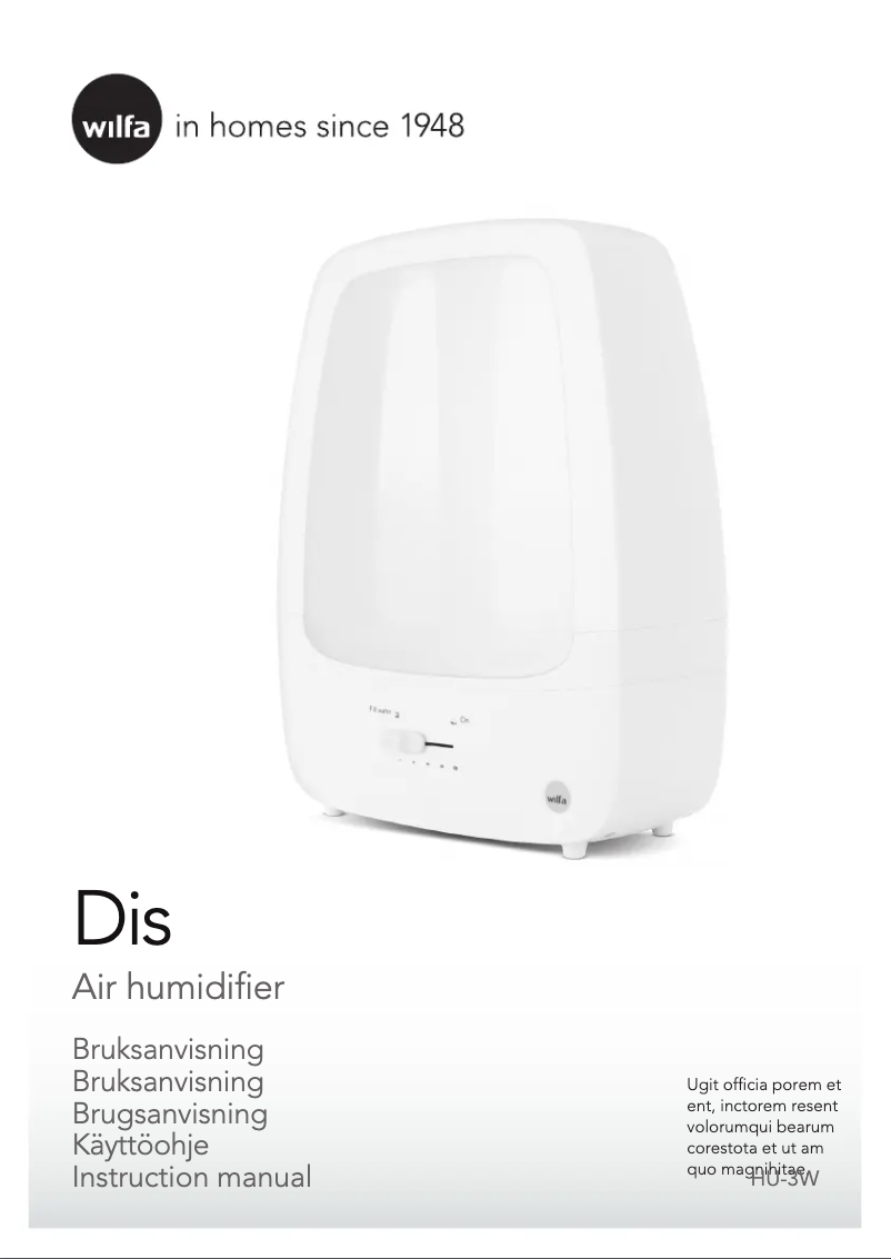 First page image of the manual for Dis HU-3W