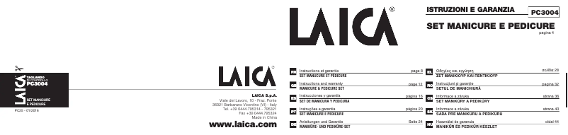 Page 1 of the manual User Manual Laica PC3004