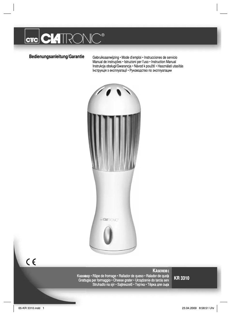Page 1 de la notice Manuel utilisateur Clatronic KR 3310