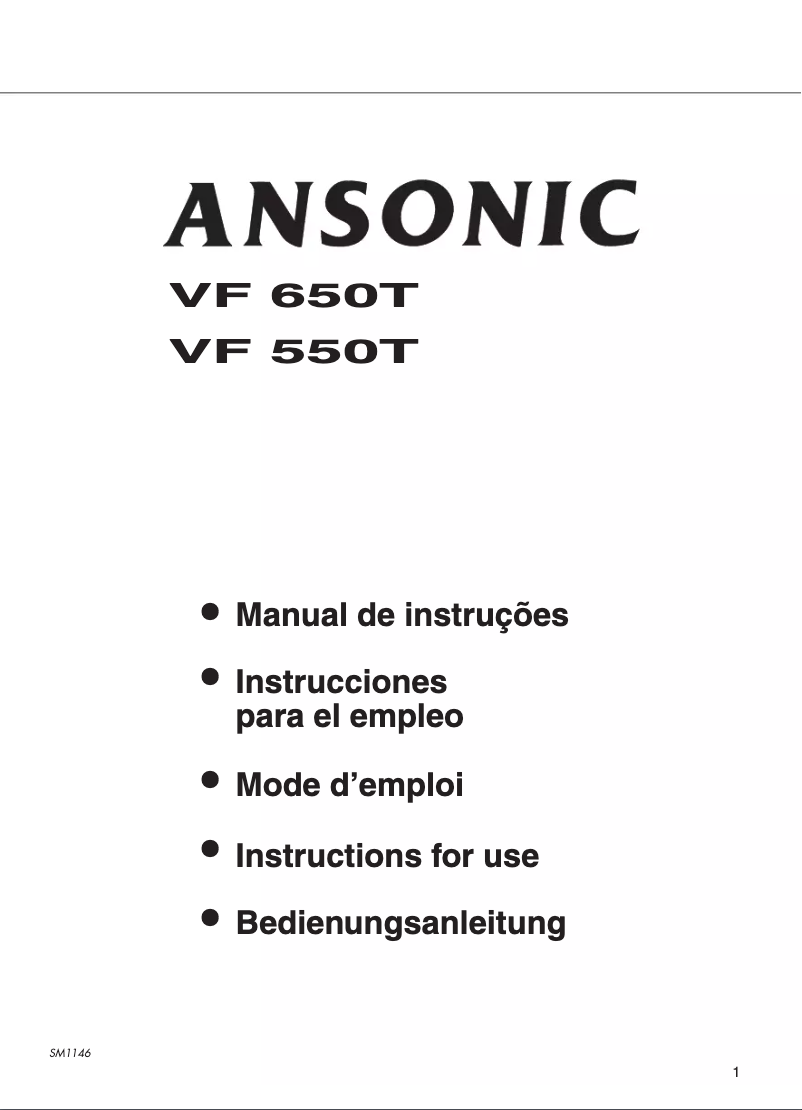 First page image of the manual for VF 550 T