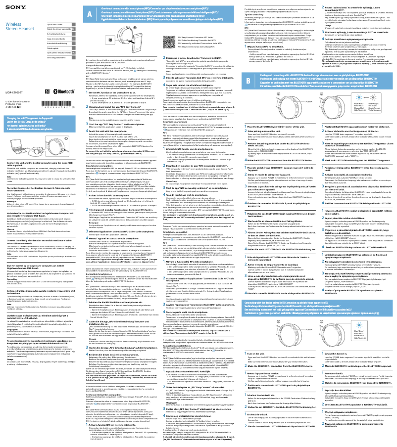 Page 1 of the manual User Manual Sony MDR-XB950BT
