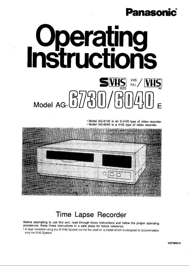 Page 1 of the manual User Manual Panasonic AG-6040E