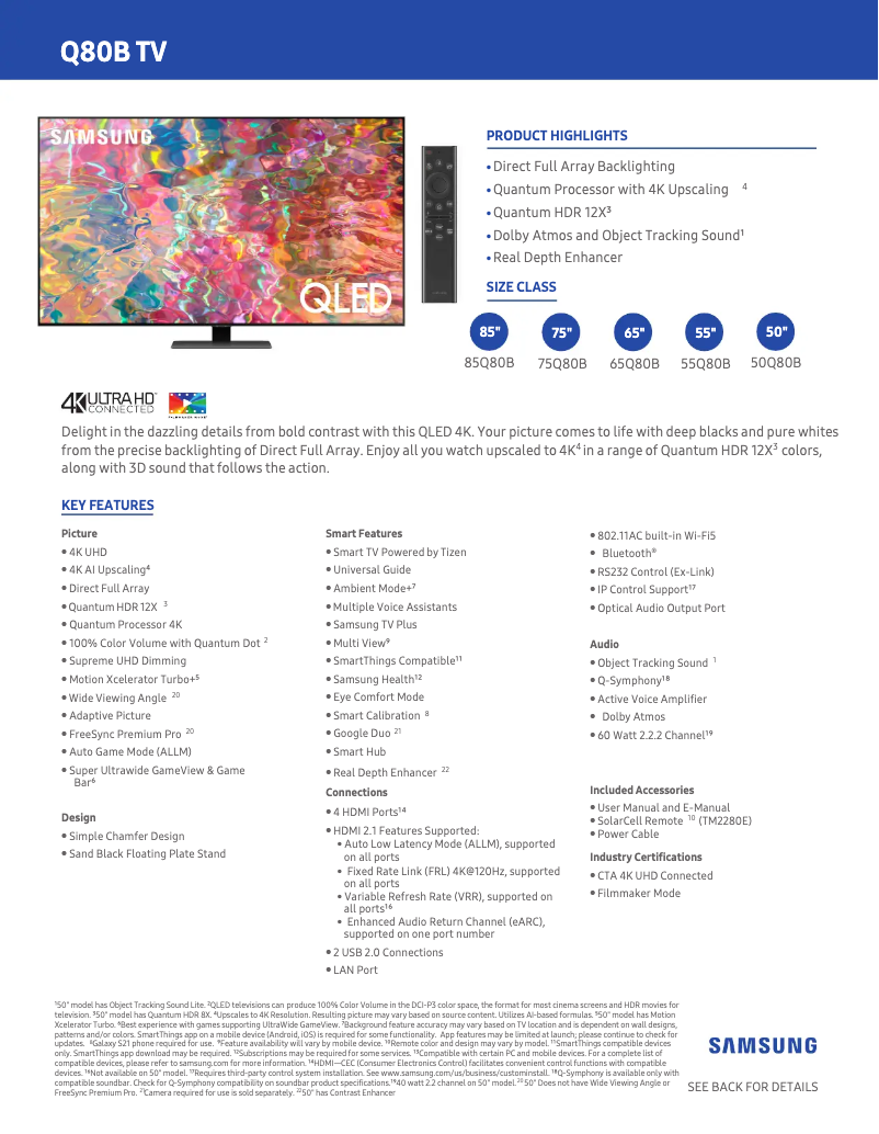 First page image of the manual for QN75Q80B