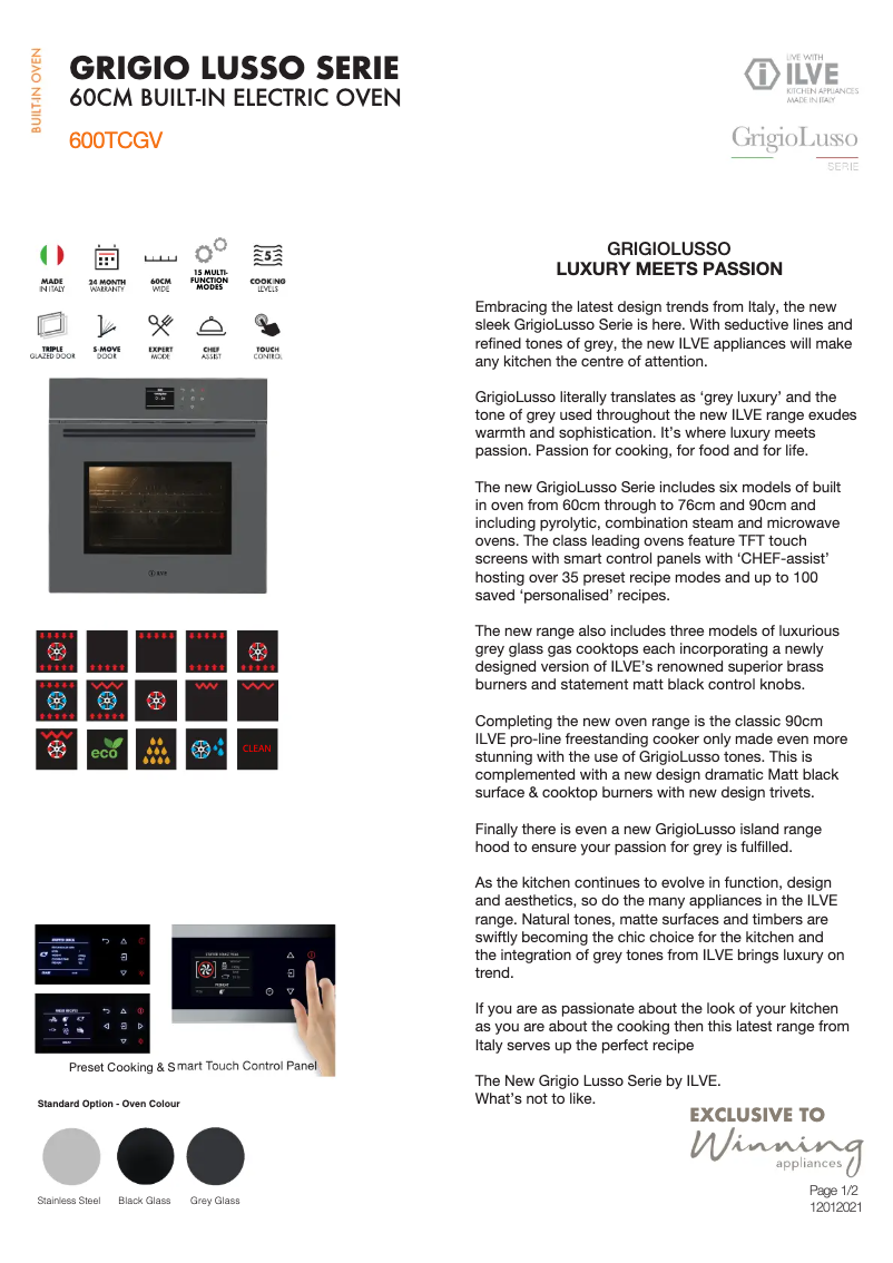 First page image of the manual for 600TCGV