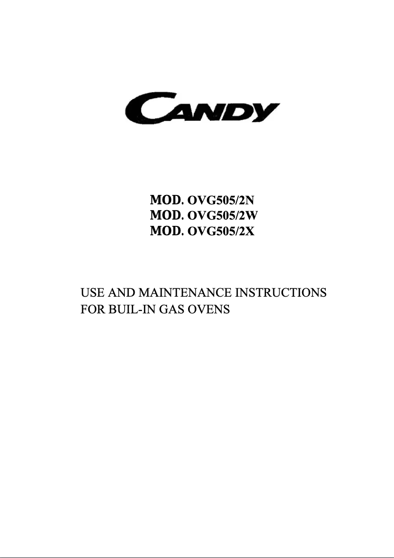 Page 1 of the manual User Manual Candy OVG 505