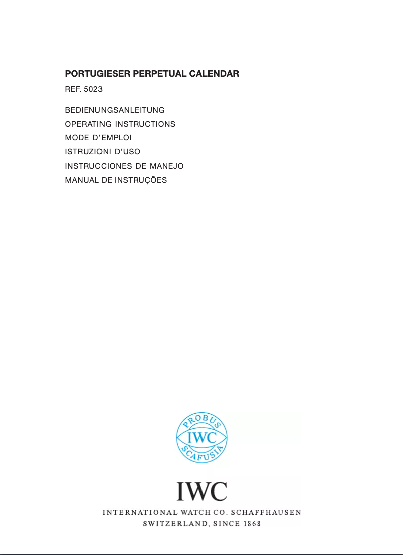 Page 1 of the manual User Manual IWC Portuguese Perpetual Calendar 5023