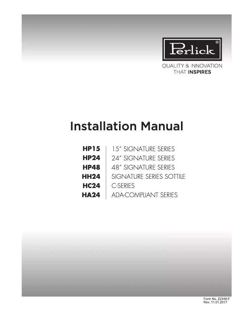 First page image of the manual for Signature Series HP24TS-3-1R2A