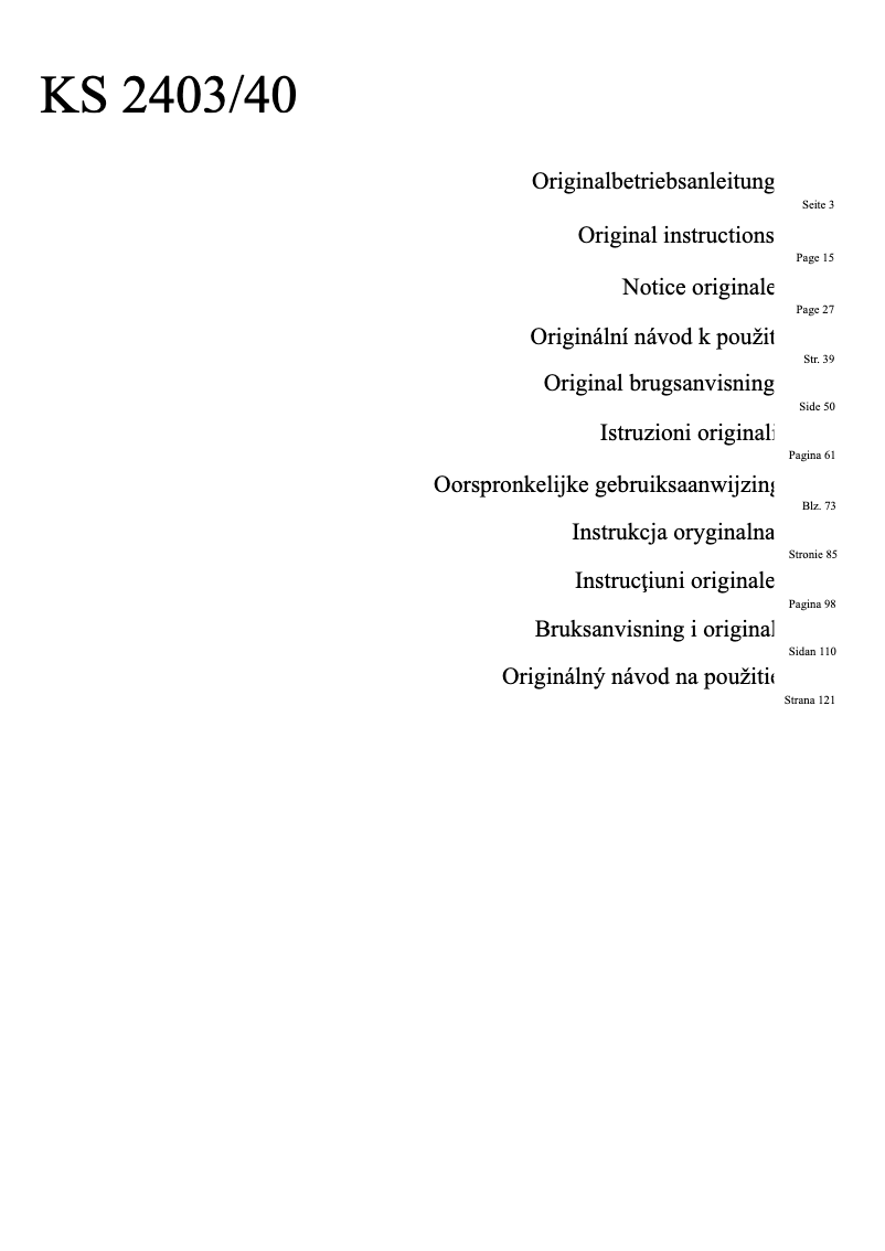 First page image of the manual for KS 2403/40