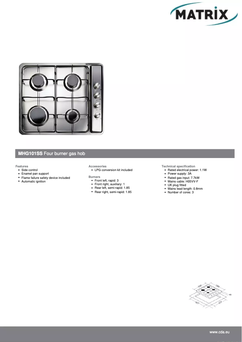 First page image of the manual for MHG101SS