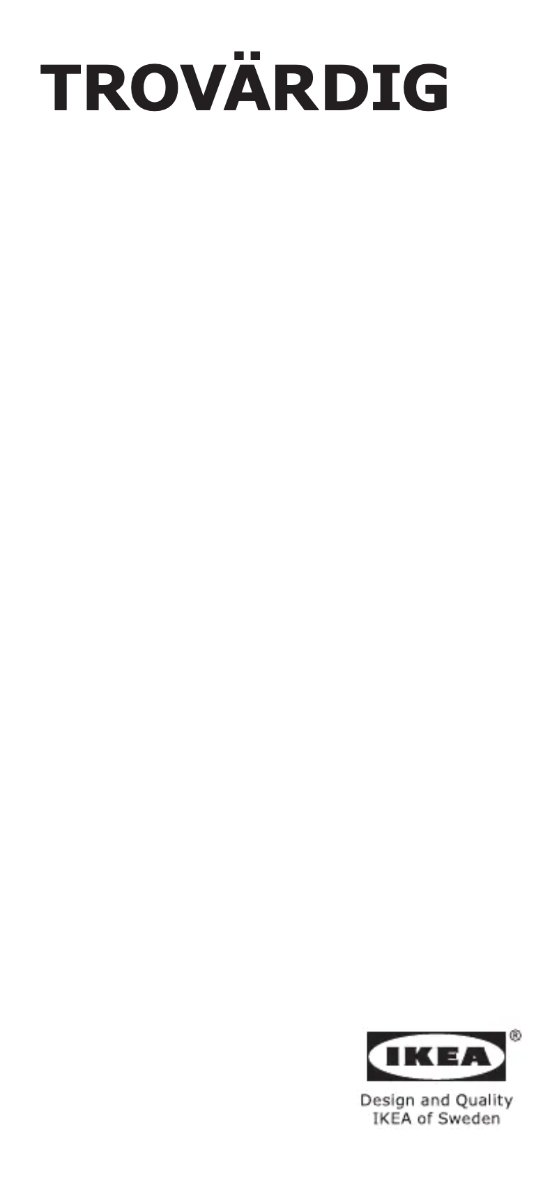 Page 1 of the manual User Manual Ikea TROVÄRDIG 502.701.79