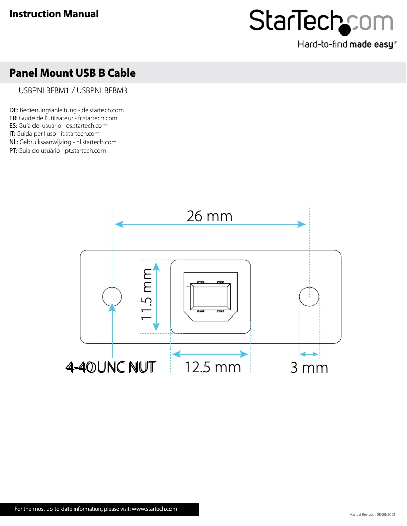 Page 1 of the manual User Manual StarTech.com USBPNLBFBM3