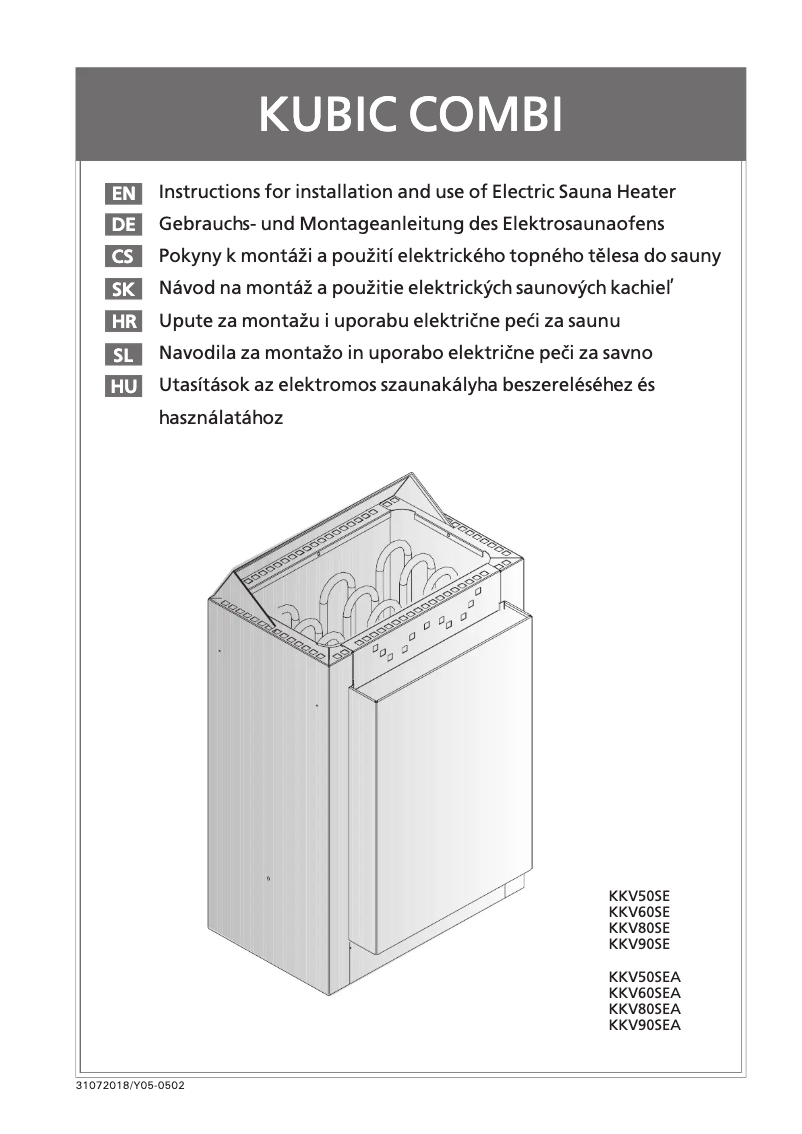 Page 1 of the manual User Manual Harvia Kubic KV50SEA HKSC500400A