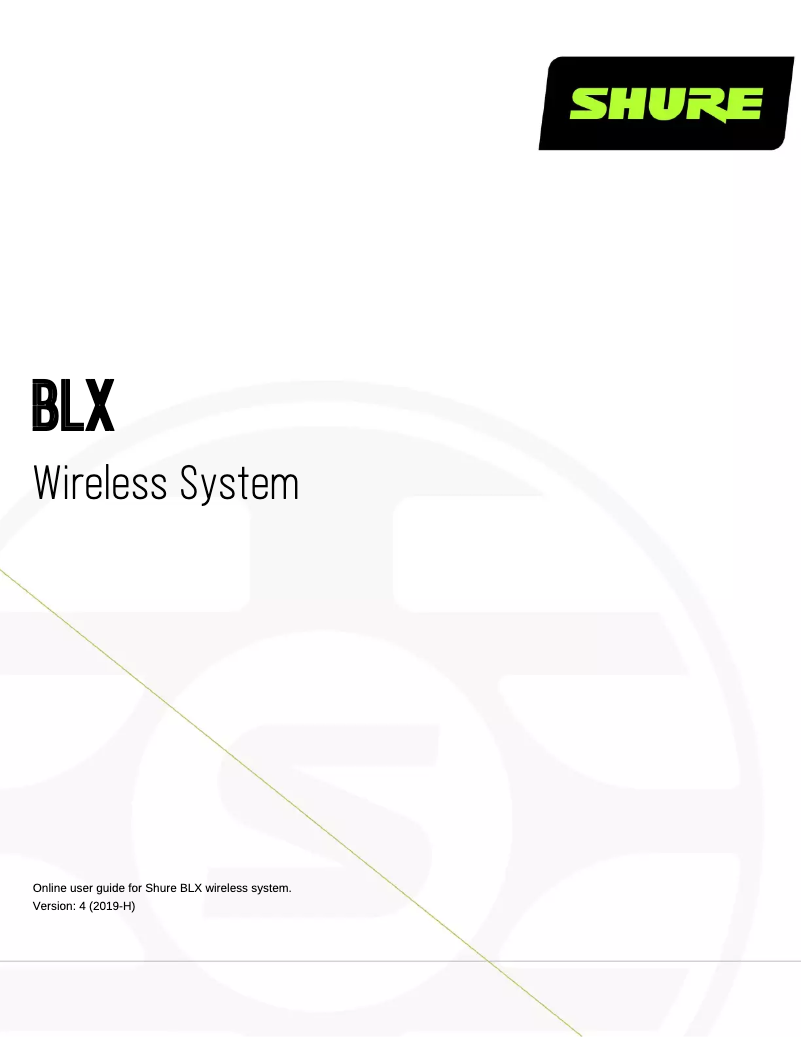 First page image of the manual for BLX2/PG58