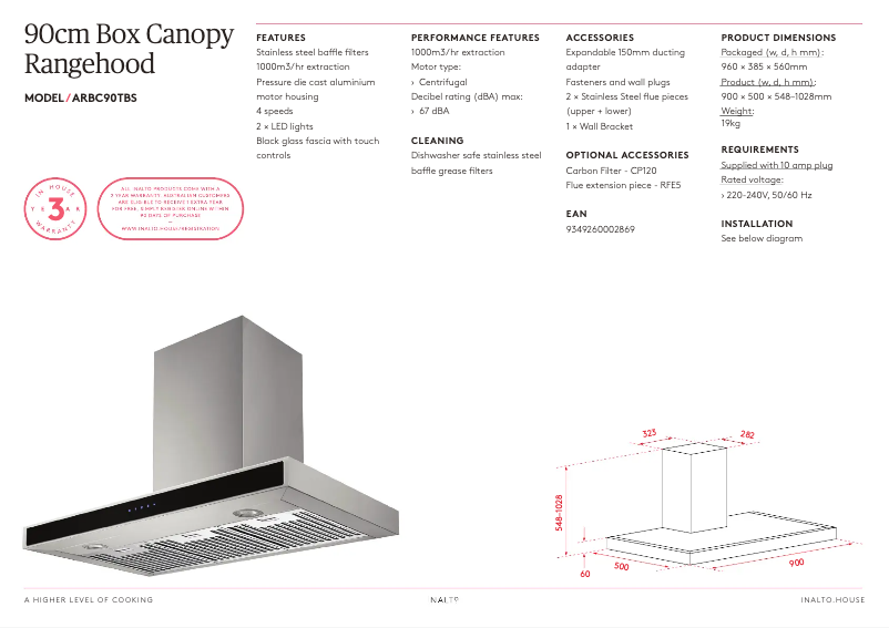 First page image of the manual for ARBC90TBS
