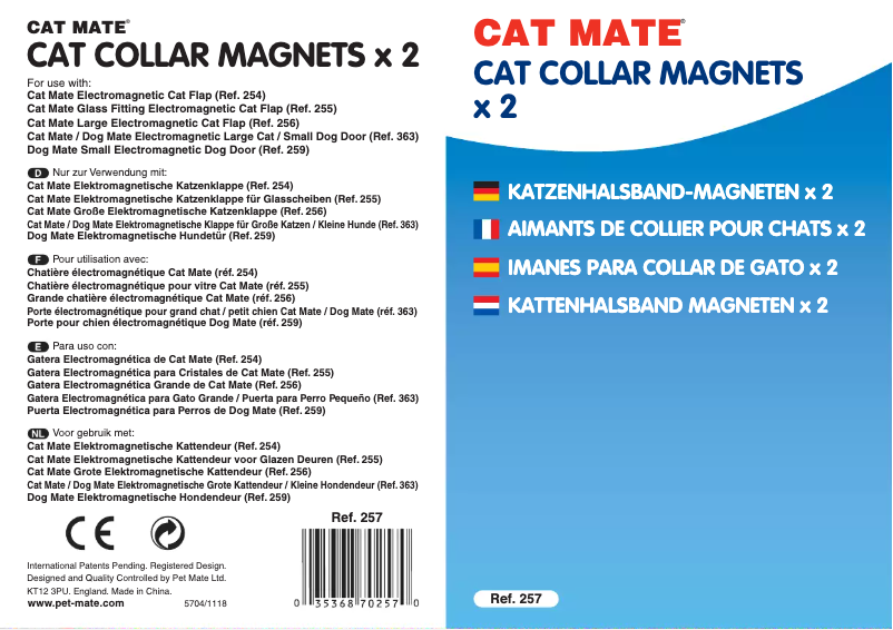 Page 1 of the manual User Manual Closer Pets Cat Mate 257