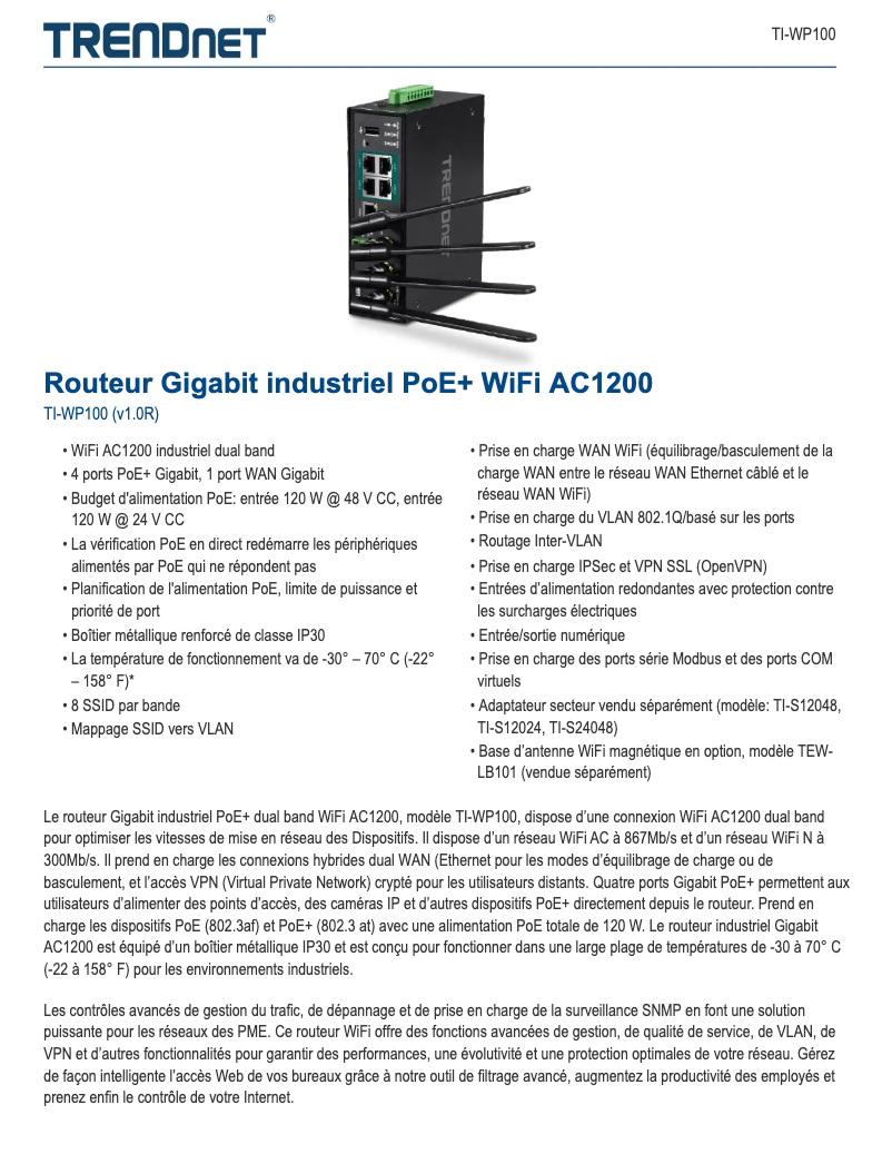 First page image of the manual for TI-WP100