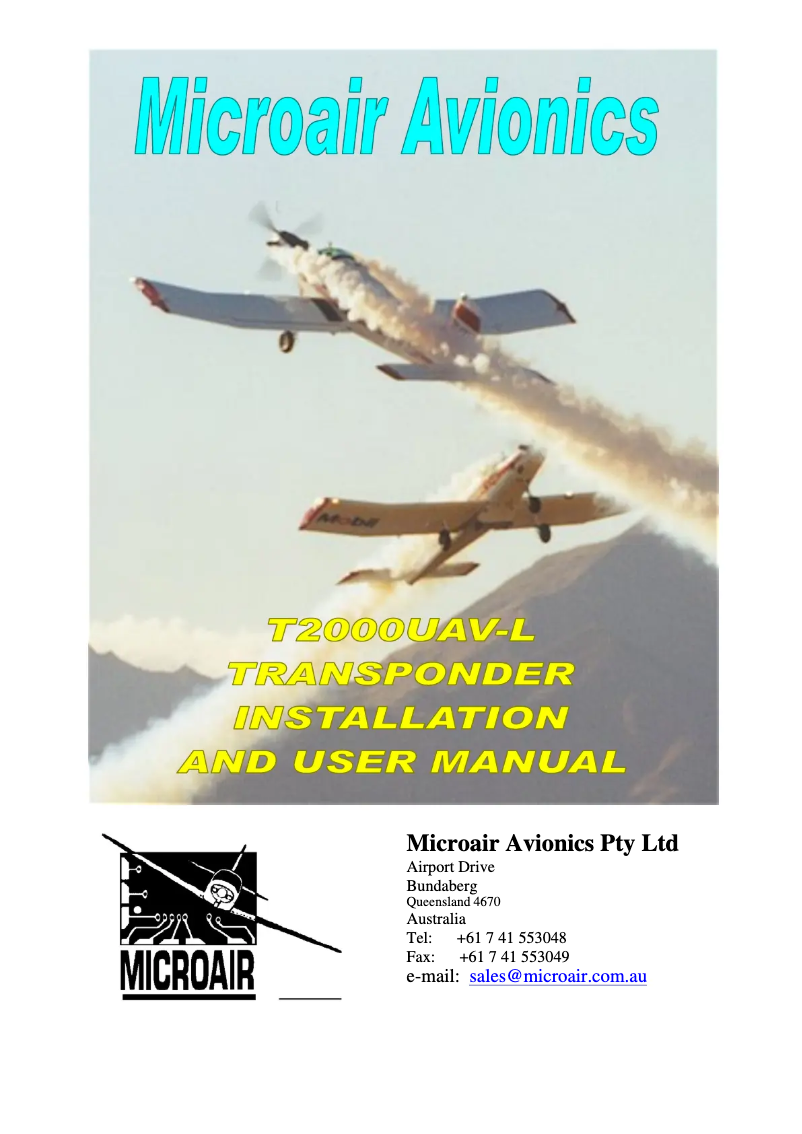Page 1 of the manual User Manual Microair T2000AV-L