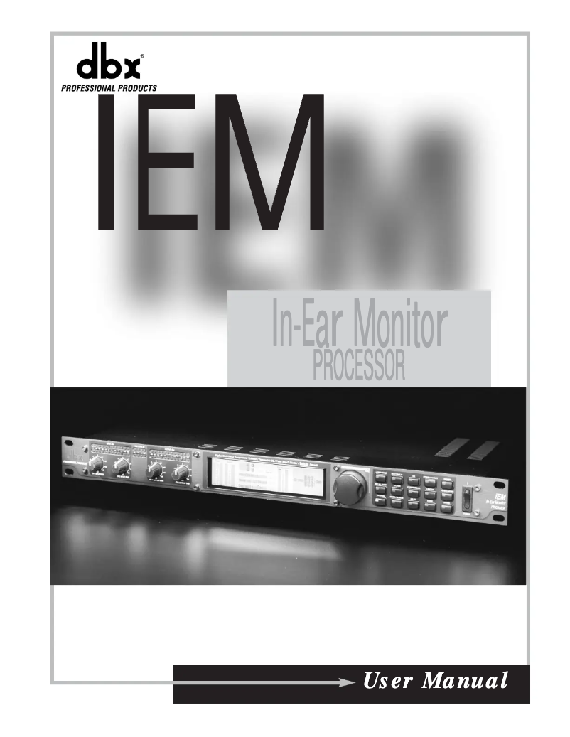 Page 1 of the manual User Manual DBX IEM