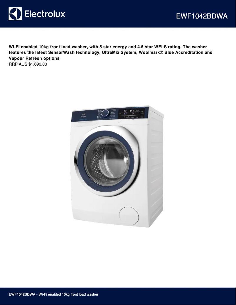 First page image of the manual for EWF1042BDWA