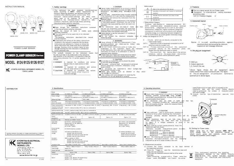 Page 1 of the manual User Manual Kyoritsu 8127