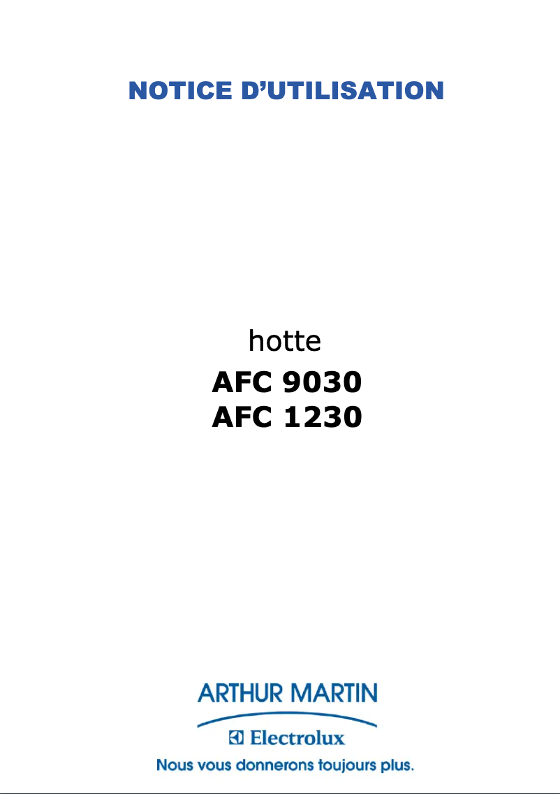 First page image of the manual for AFC9030W