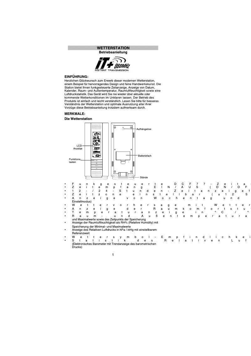 First page image of the manual for WS 7394