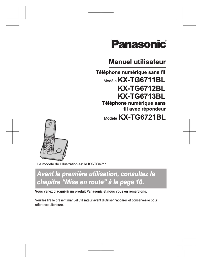 Page 1 of the manual User Manual Panasonic KX-TG6721BL