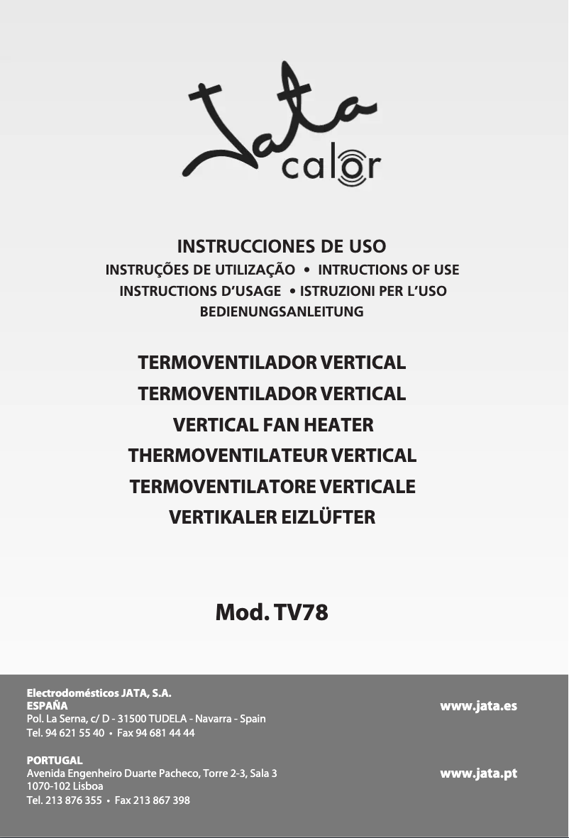 Page 1 of the manual User Manual Jata TV78