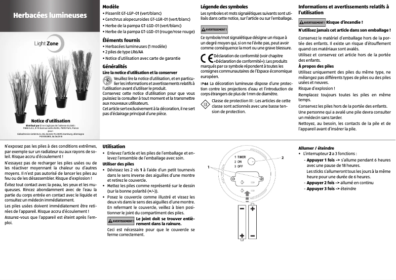 First page image of the manual for GT-LGD-01