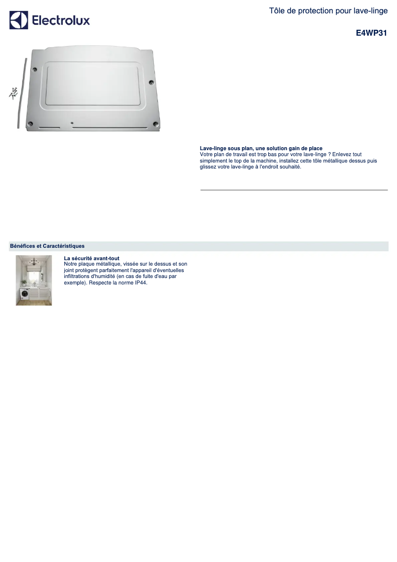 First page image of the manual for E4WP31