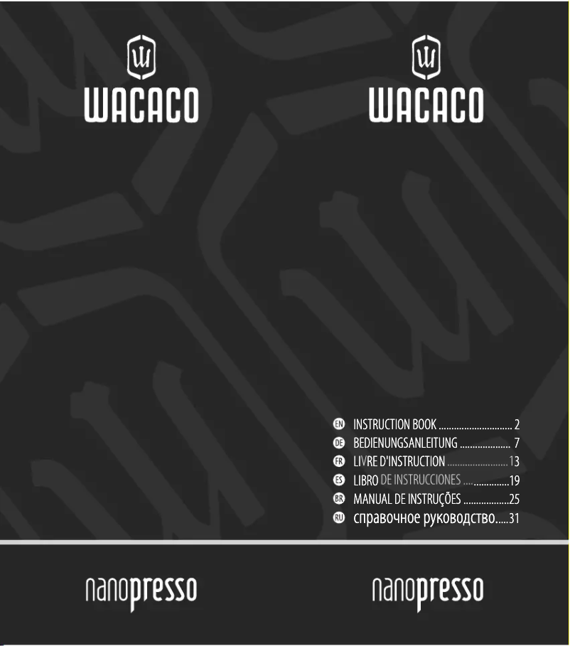 Page 1 of the manual User Manual Wacaco Nanopresso