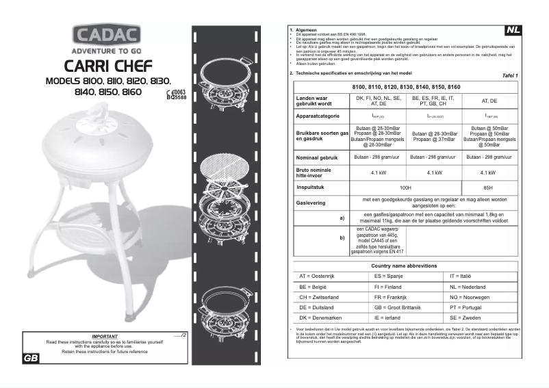 Page 1 of the manual User Manual Cadac Carri Chef 8140
