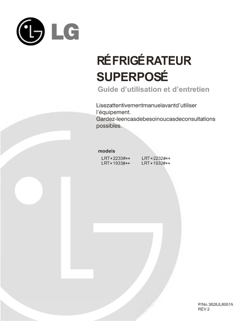 First page image of the manual for LRTN19330ST