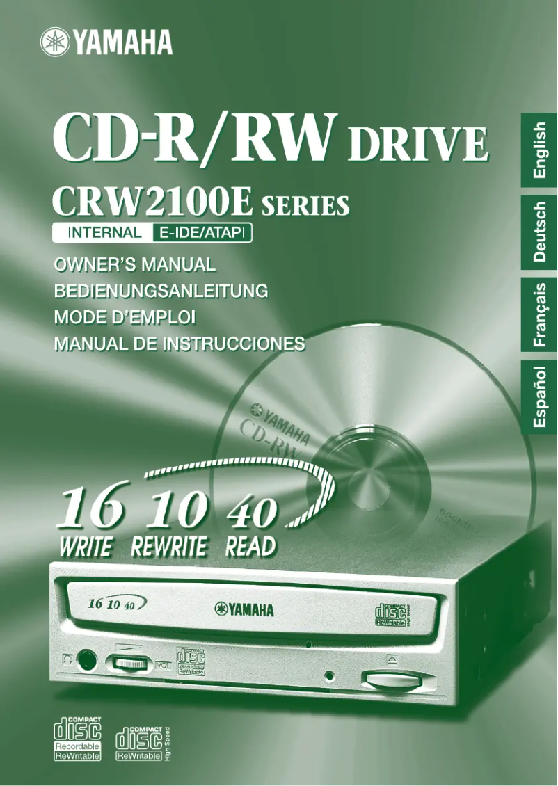 Page 1 of the manual User Manual Yamaha CRW-2100