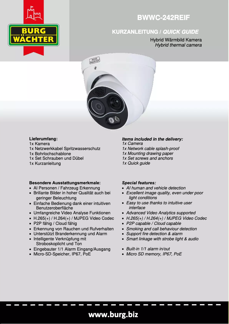Page 1 of the manual User Manual Burg Wächter BWWC-242REIF