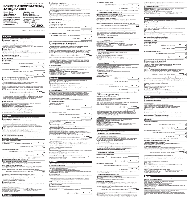 Page 1 de la notice Manuel utilisateur Casio J-120S