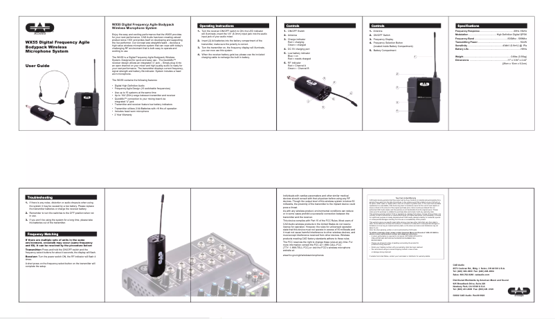 First page image of the manual for WX55