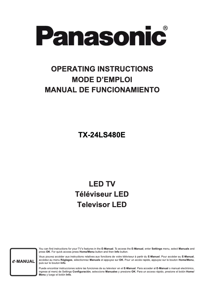 Page 1 of the manual User Manual Panasonic Viera TX-24LS480E