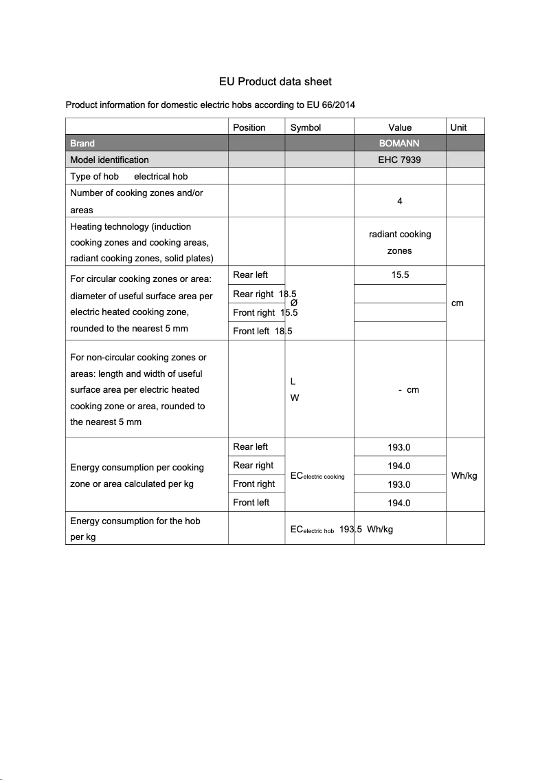 First page image of the manual for EHC 7939