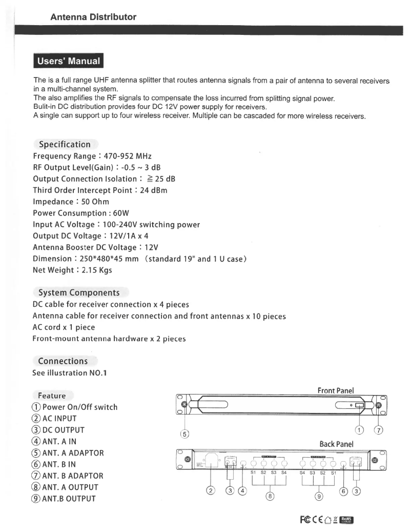 Page 1 of the manual User Manual Clockaudio AA 8000