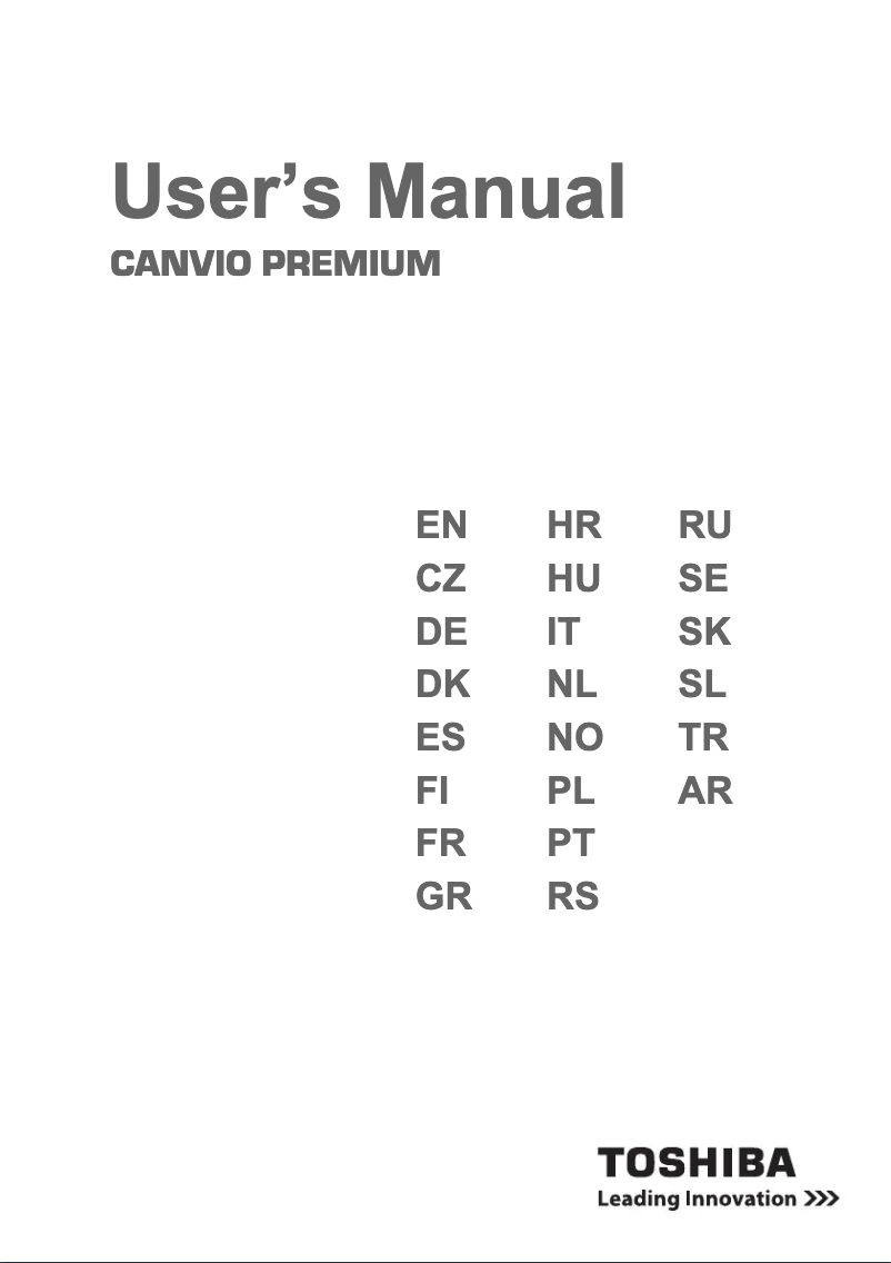 Page 1 de la notice Manuel utilisateur Toshiba Canvio Premium Mac
