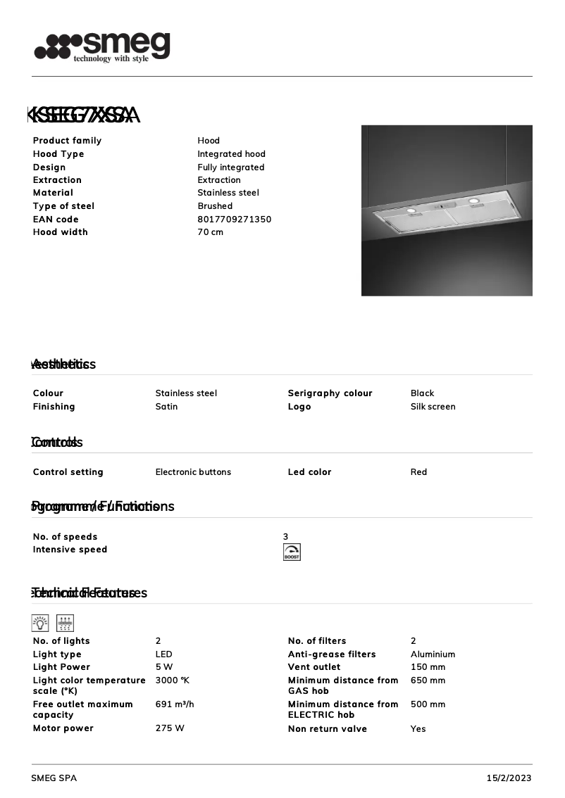 Page 1 of the manual Brochure Smeg KSEG7XSA