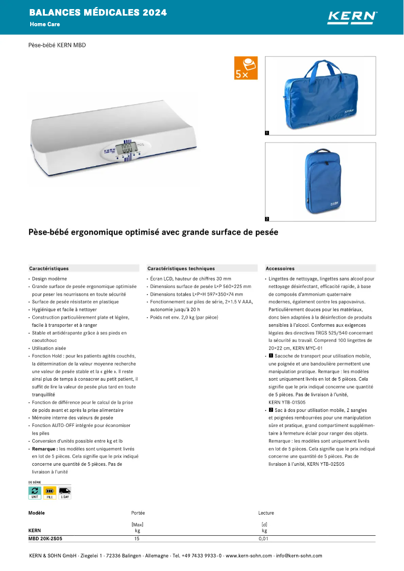 Page 1 of the manual Brochure Kern MBD 20K-2