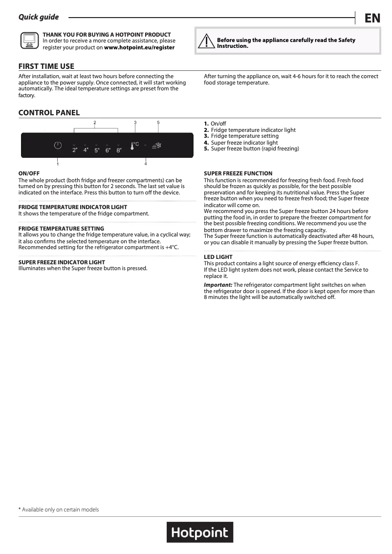 Page 1 of the manual User Manual Hotpoint H3X 81I W