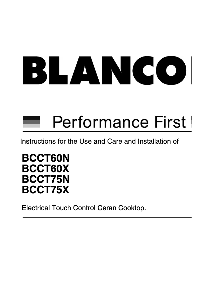 Page 1 of the manual Instruction Manual BLANCO BCCT60N