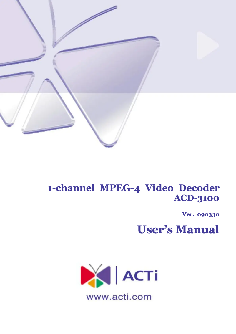 First page image of the manual for ACD-3100